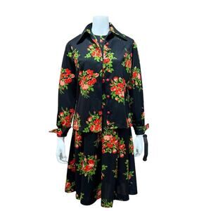 Vintage Floral Dress & Jacket Set Size 10